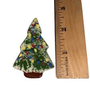 HANDCRAFTED Pin - Painted Clay Christmas Tree Artisan Brooch